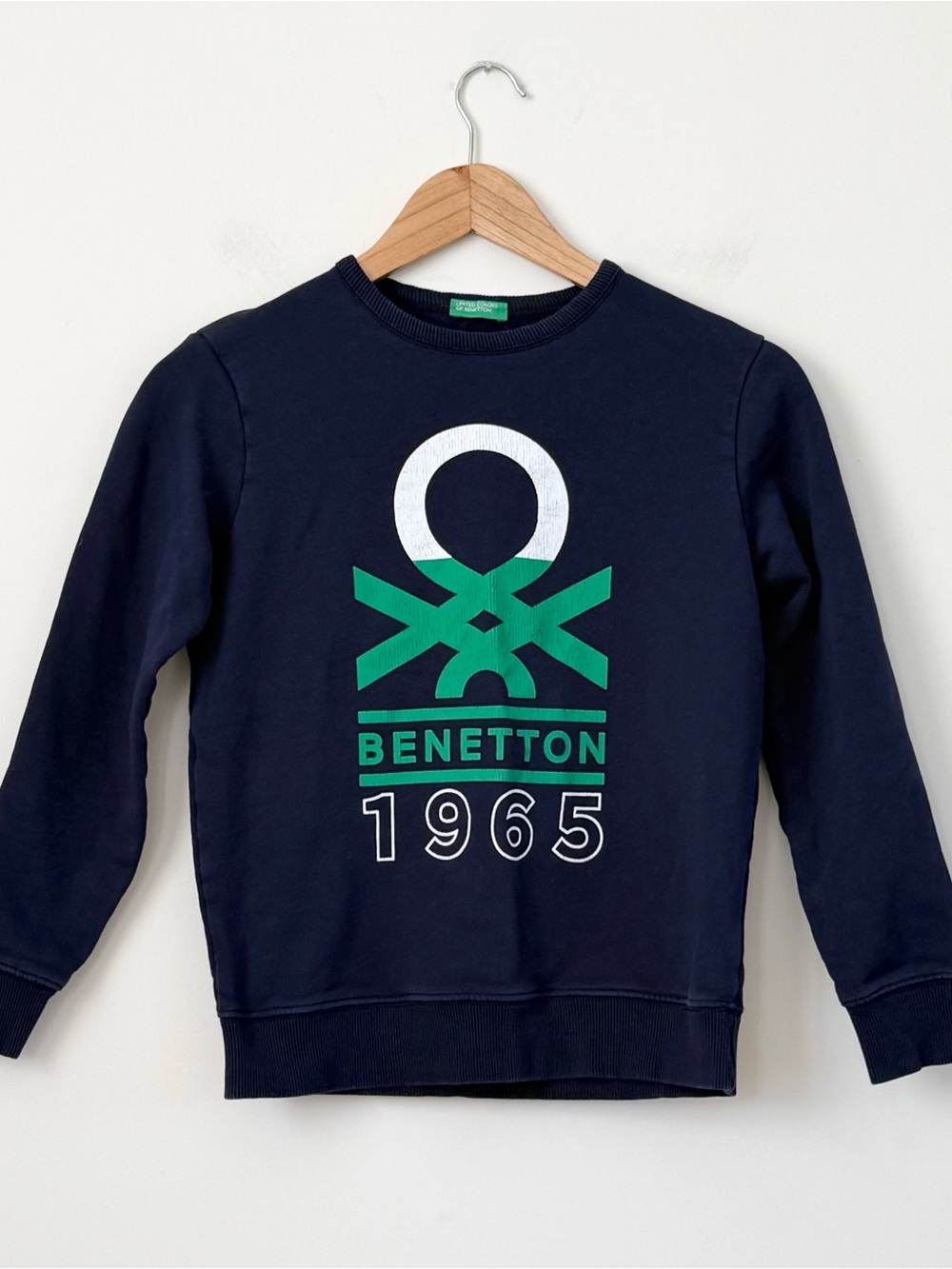 United Colors of Benetton Kid’s Vintage Graphic Logo Sweatshirt Navy Size 10